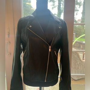 H&M Black Vegan Leather Jacket Size 12
